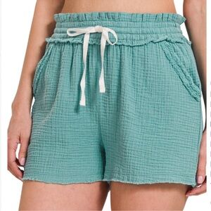 Zenana Outfitters High Waist Aqua Shorts